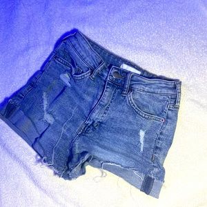 Ripped denim shorts